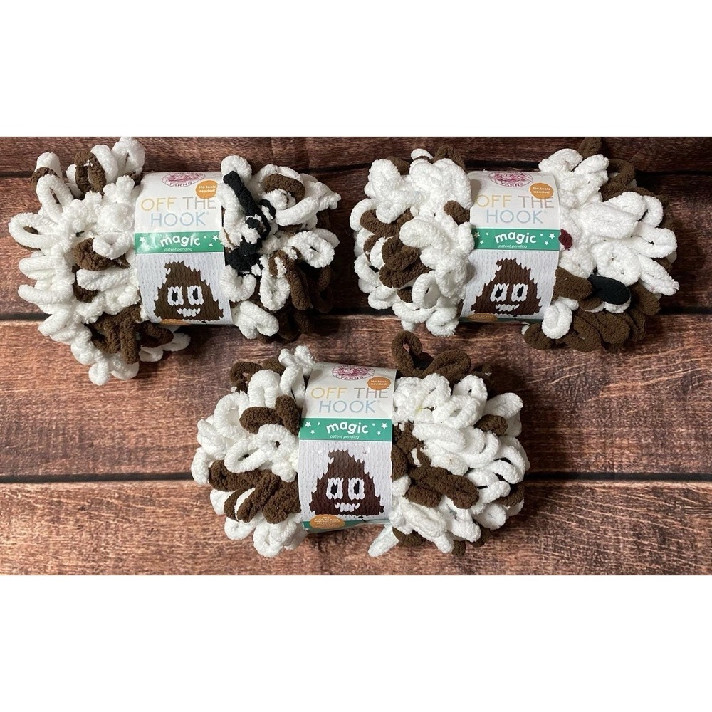 Lion Brand Yarn Off The Hook Magic Poop Emoji #505 Brown/White 3 Skeins 3.3 oz.